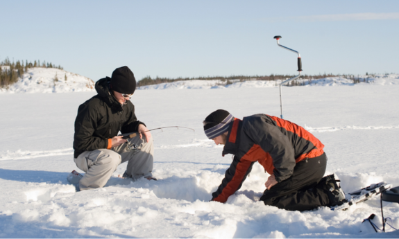 Men Ice Fishing Near Aspen Snowmass CO