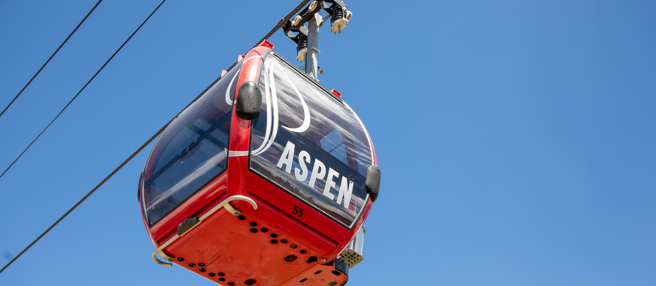 Aspen Gondola, red, in the sky