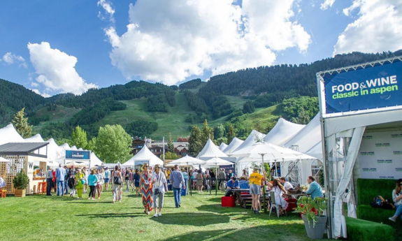 Food & Wine Classic, tents set up in Ruby park, eating food and tasting wines from all of the world